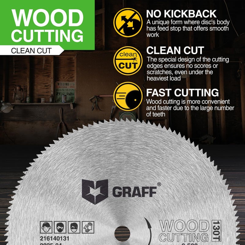GRAFF 5-1/2 Inch Carbon Steel Circular Saw Blade for Wood, Plywood, Laminate, Drywall, Plastic – 130T Wood Cutting Disc with 3/8 Inch Arbor from - Image 4
